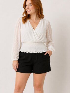 Peach Breezy White Cropped Top Size L